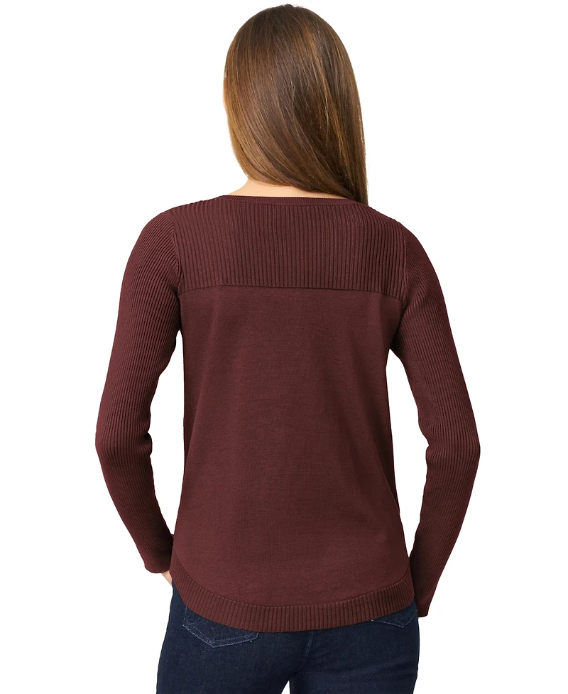 Melissa Paige Women's Petite Boat Neck Long-Sleeve Sweater