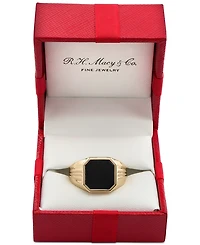 Macy's Men's 14k Gold Onyx Octagon Polished Ridged Ring
