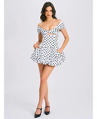 Miss Circle Women's Umika Polka Dots Bubble Hem Mini Dress