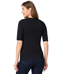 Melissa Paige Women's Crew-Neck Elbow-Sleeve Fine-Gauge Sweater