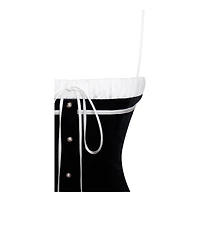 Miss Circle Women Olya Black and White Velvet A-Line Corset Mini Dress