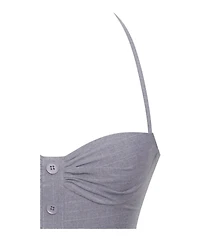 Miss Circle Women Melody Gray Stripe Halter Drop Waist Mini Dress
