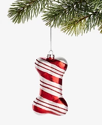 Holiday Lane Pets Red and Silver Stripe Bone Ornament, Macy's Exclusive