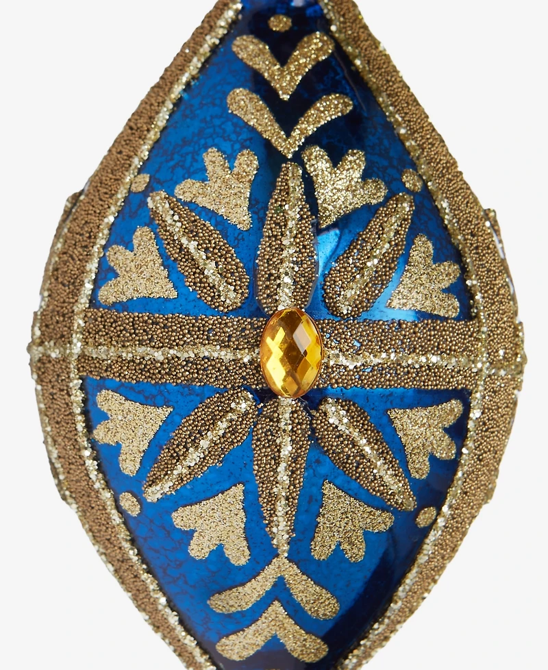 Holiday Lane Blessed Glass Blue and Gold Drop Ornament, Macy's Exclusive