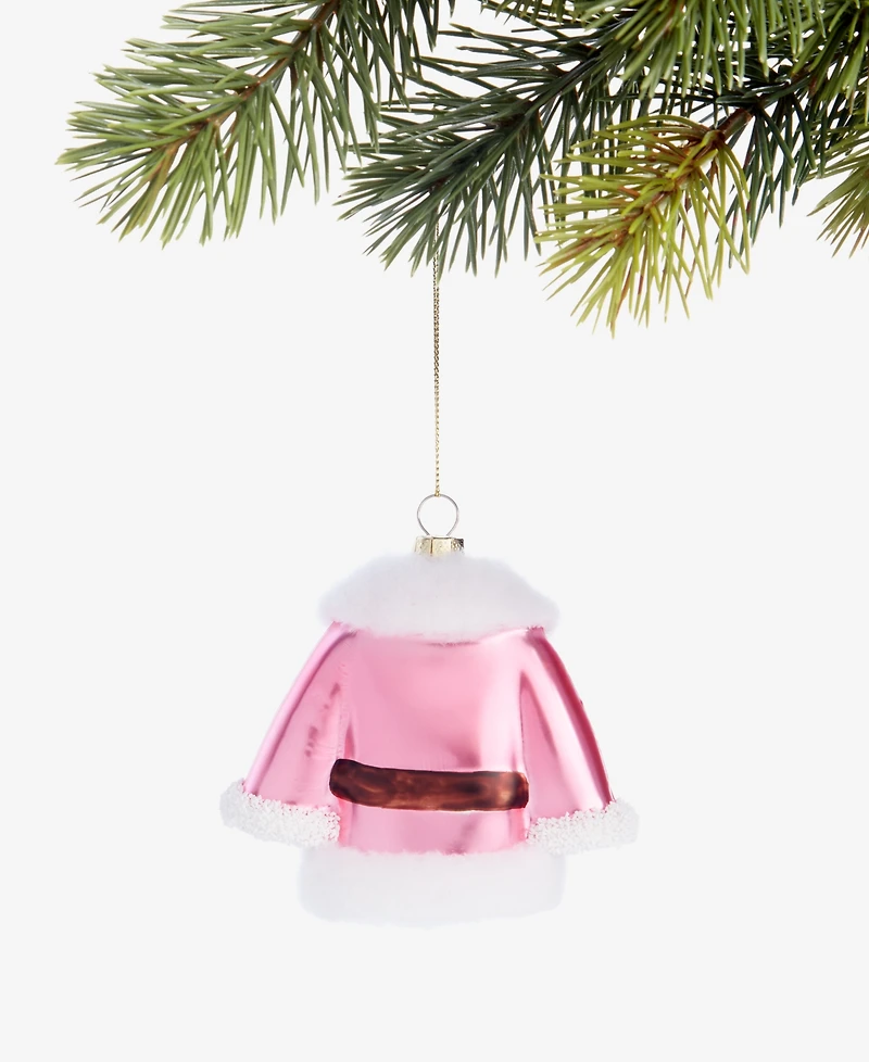 Holiday Lane Pastel Shine Glass Pink Santa Suit Ornament, Macy's Exclusive