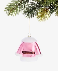 Holiday Lane Pastel Shine Glass Pink Santa Suit Ornament, Macy's Exclusive