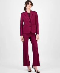 Anne Klein Women's Double-Button Triple-Pocket Peak-Lapel Jacket