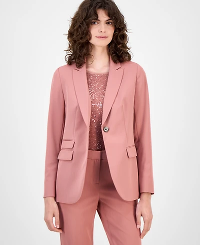 Anne Klein Women's Triple-Pocket Single-Button Stretch Twill Jacket