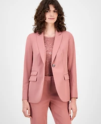 Anne Klein Women's Triple-Pocket Single-Button Stretch Twill Jacket