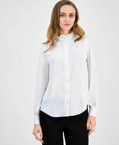 Anne Klein Women's Ruffled Long-Sleeve Blouse