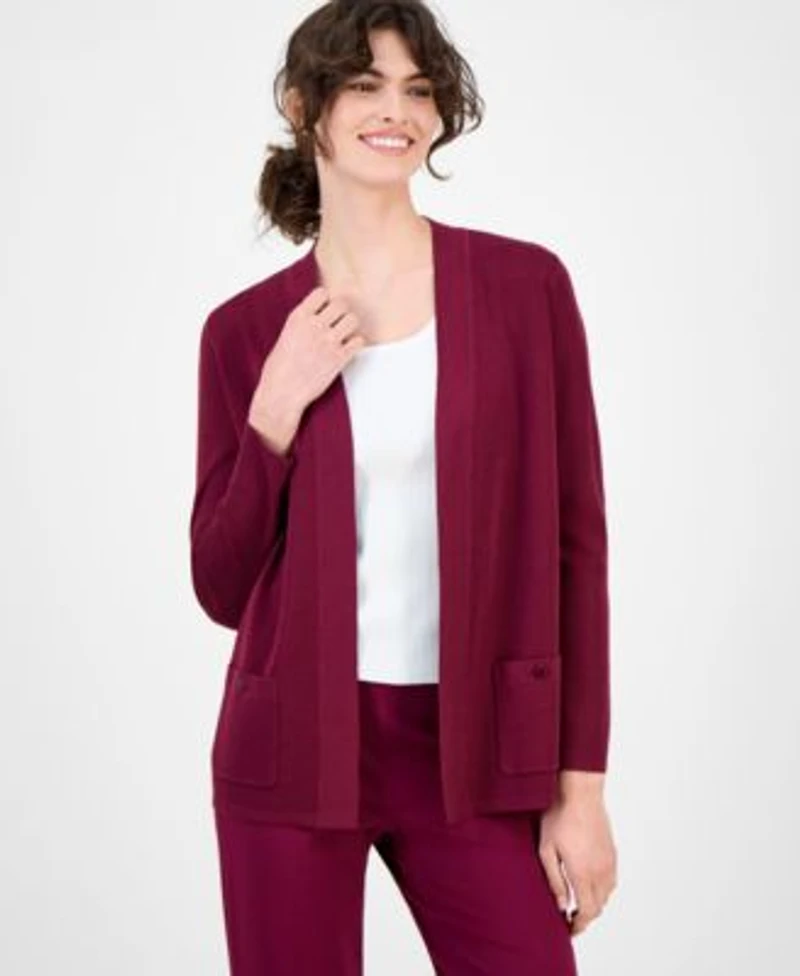 Anne Klein Womens Malibu Fine Rib Open Front Cardigan P Xxs Xxl