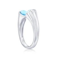 Sterling Silver, Double Round Larimar Ring