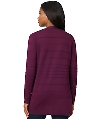 Melissa Paige Petite Textured-Stripe Open-Front Cardigan Sweater
