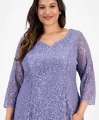 Sl Fashions Plus Size Sequined Lace Dress