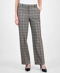 Anne Klein Women's Plaid Wide-Leg Mid-Rise Pants