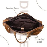 Aaron Leather Goods Genuine Full-Grain Leather Duffel Bag for Men and Women, Handmade Travel Weekender with Adjustable Shoulder Strap, Luggage Tag & I