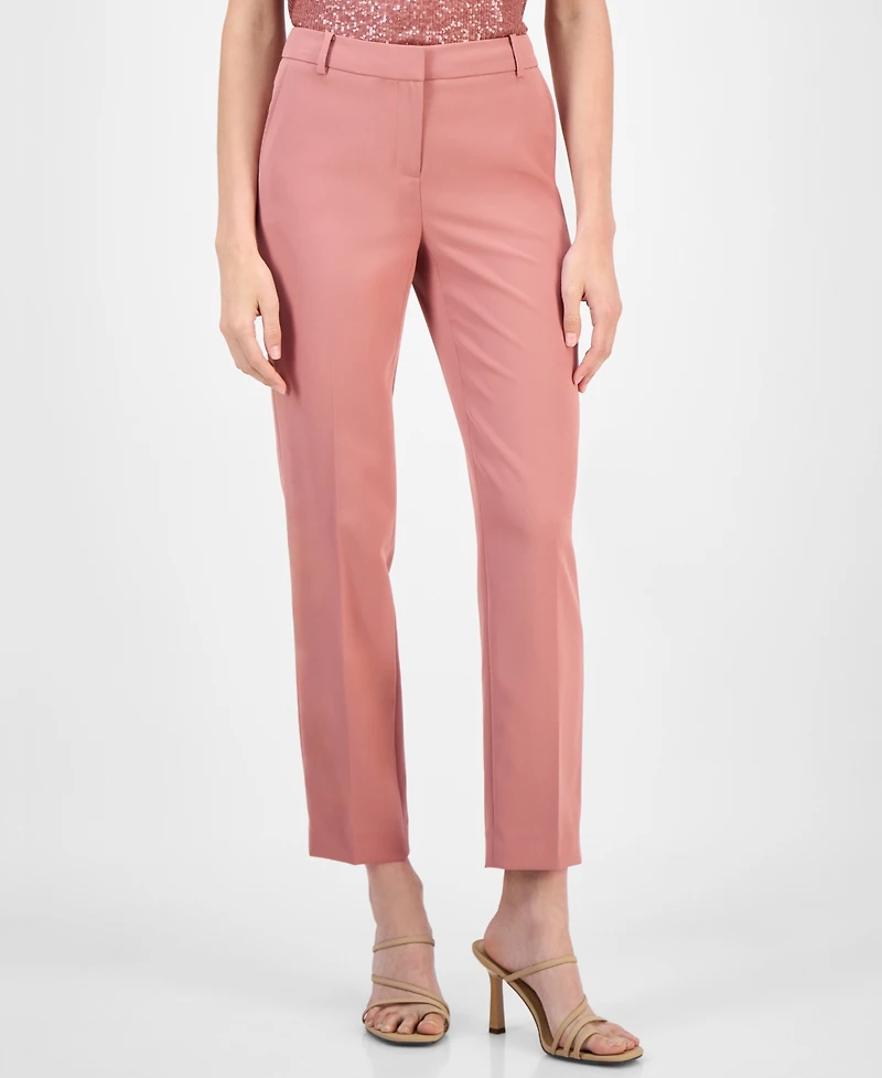 Anne Klein Women's Solid Straight-Leg Stretch Twill Ankle Pants
