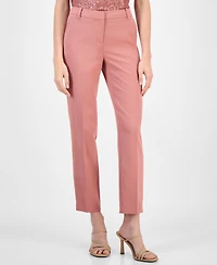 Anne Klein Women's Solid Straight-Leg Stretch Twill Ankle Pants