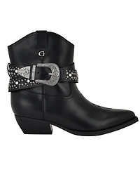 Guess Women's Lansly Embellished Buckle Western Booties