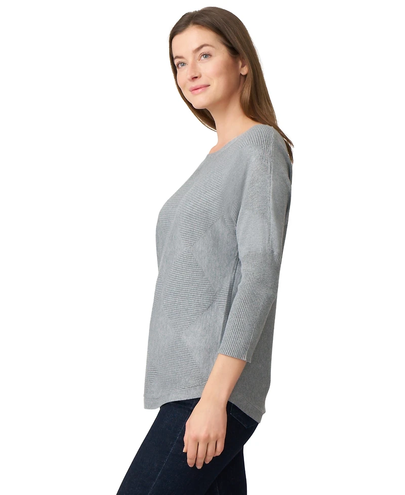 Melissa Paige Petite Diamond-Knit Dolman-Sleeve Sweater