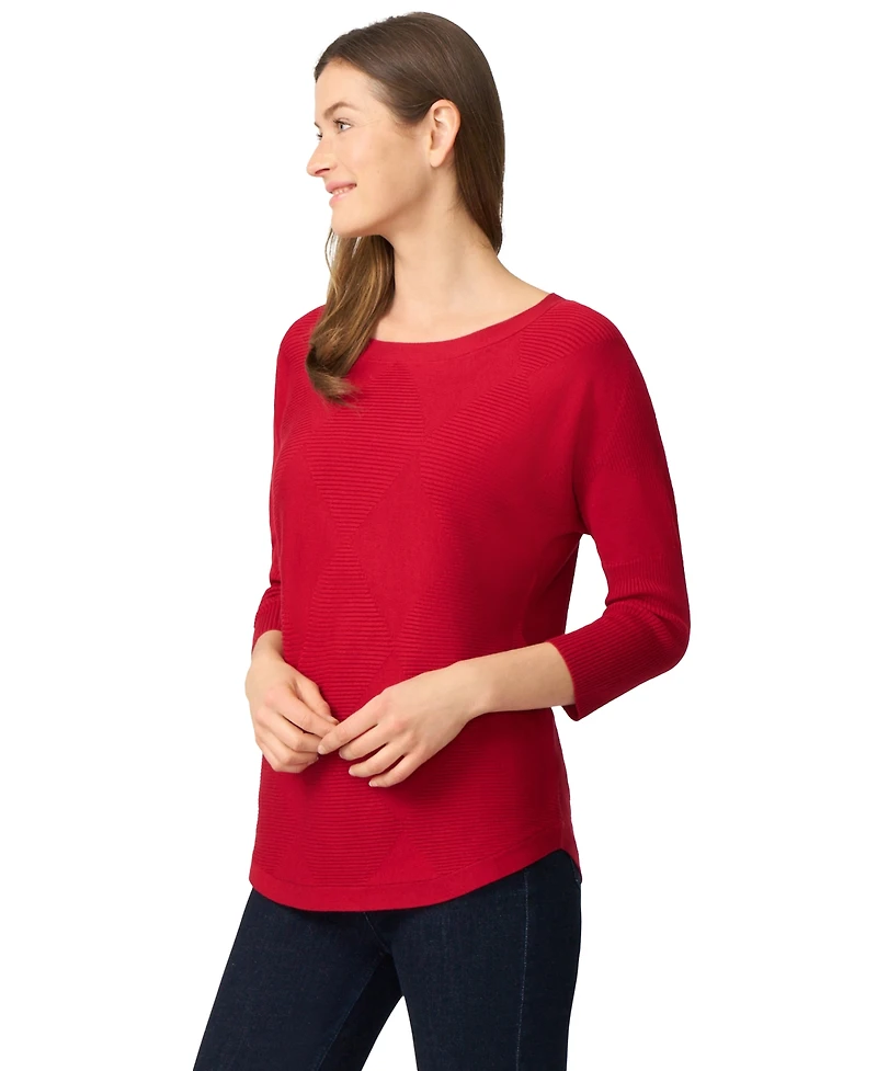 Melissa Paige Petite Diamond-Knit Dolman-Sleeve Sweater