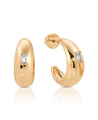 Ettika Oval Dome Baguette Hoop Earrings