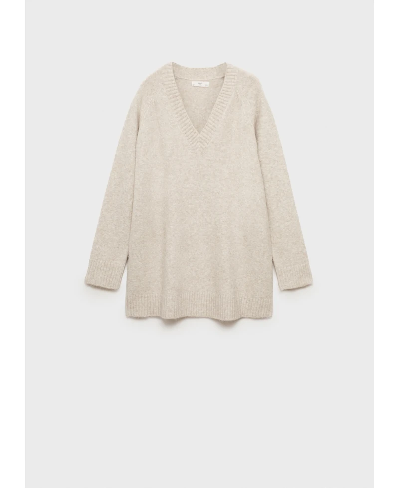 Mango Women's V-Neck Plain Knit Sweater