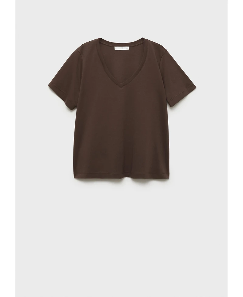 Mango Women's Plain V-Neck Cotton Pajama T-Shirt
