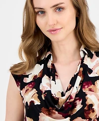 Anne Klein Women's Printed Cowlneck Blouse