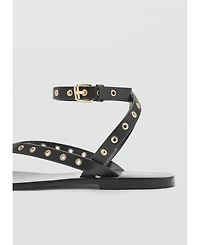 Mango Women's Die-Cut Straps Leather Sandals