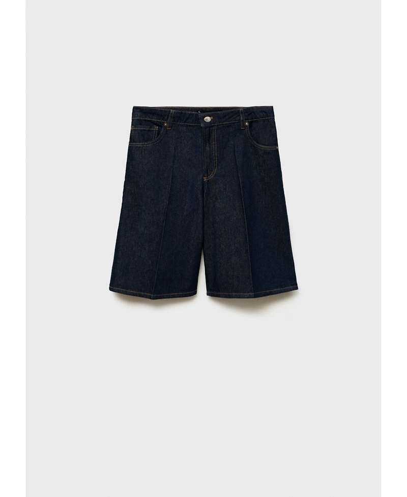 Mango Women's High Waisted Rinse Wash Bermuda Shorts