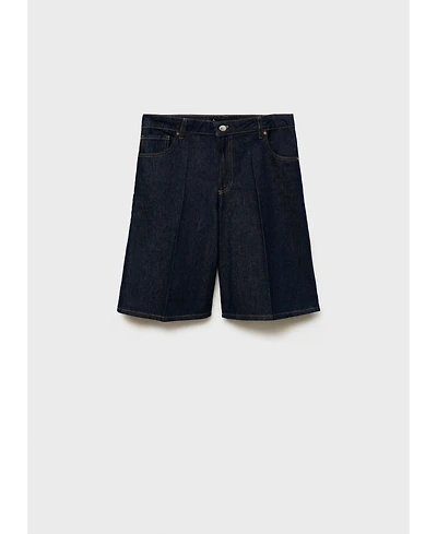 Mango Women's High Waisted Rinse Wash Bermuda Shorts