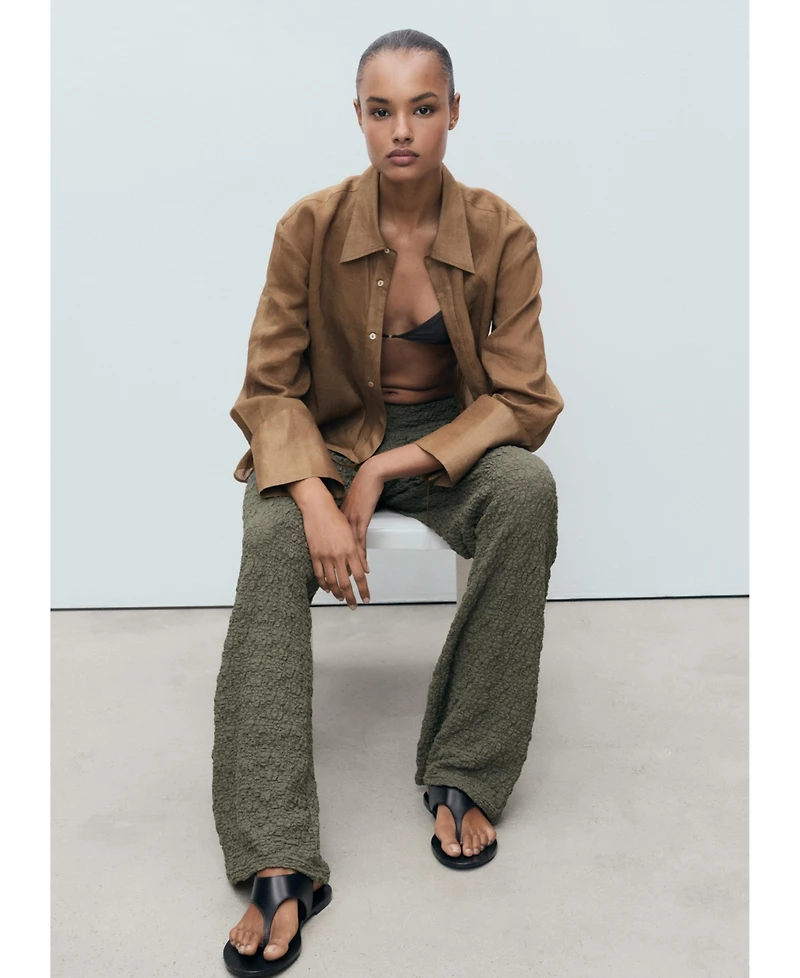 Mango Women's Straight Textured Pants