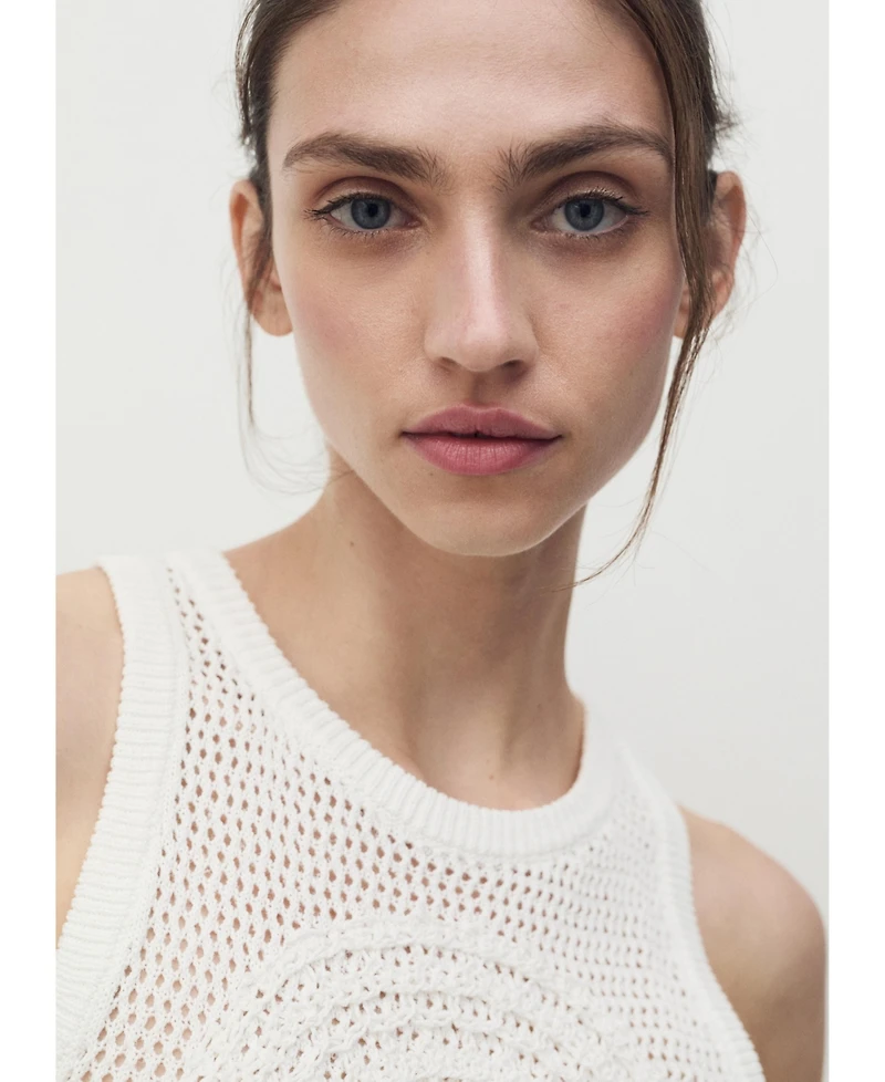 Mango Women's Cotton Crochet Top