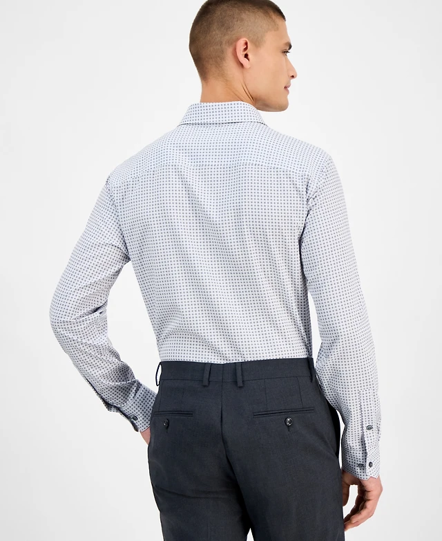 White Alfani Slim Fit Stretch Dress Shirt Alfani Men's Slim-Fit Long Sleeve Geo Pattern Button- White Alfani Slim Fit Stretch Dress Shirt Alfani Men's Slim-Fit Long Sleeve Geo Pattern Button-