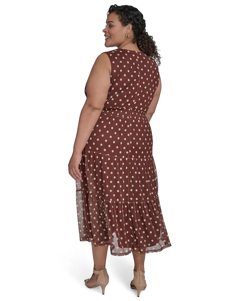 Jessica Howard Plus Jewel-Neck Sleeveless Midi Dress