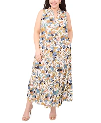 Msk Plus Printed Split-Neck Sleeveless Maxi Dress