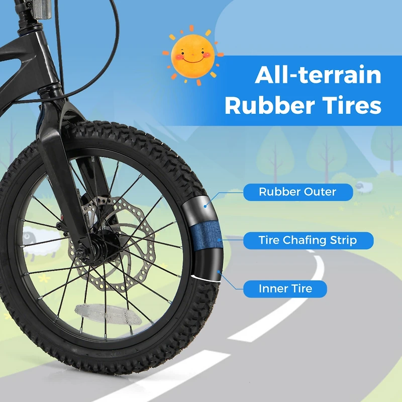 Kids Bike Lightweight with 2 Removable Training Wheels for Aged 4-7