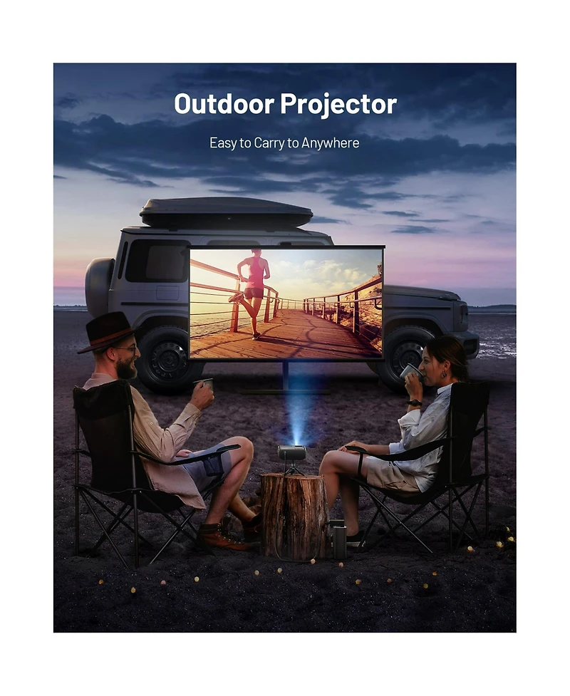 Artsea Mini Projector, 1080P Hd Portable Movie Wireless WiFi for Android/iOS, Phone/Laptop - Home & Outdoor Use