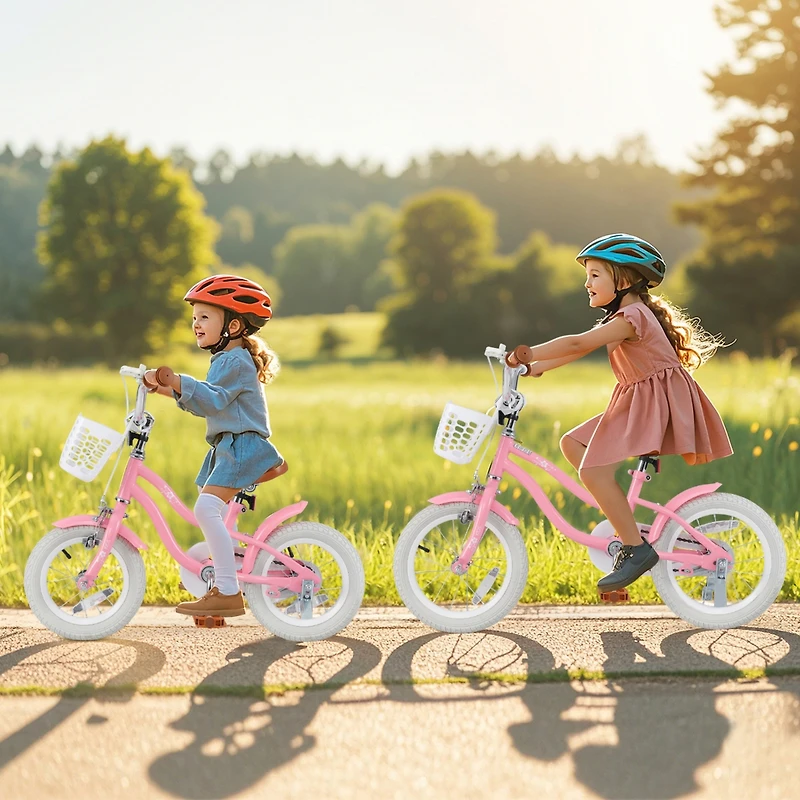 Kids Bike with Training Wheels and Front Basket for Boys and Girls Ages 3–4
