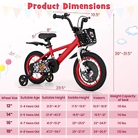 Kids Bike Adjustable with Storage Basket and Double Brake for 3-4 Years Old