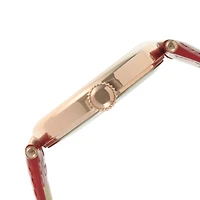 Peugeot Women's Rose Gold 38mm Watch T-Bar Dress Red Leather Strap