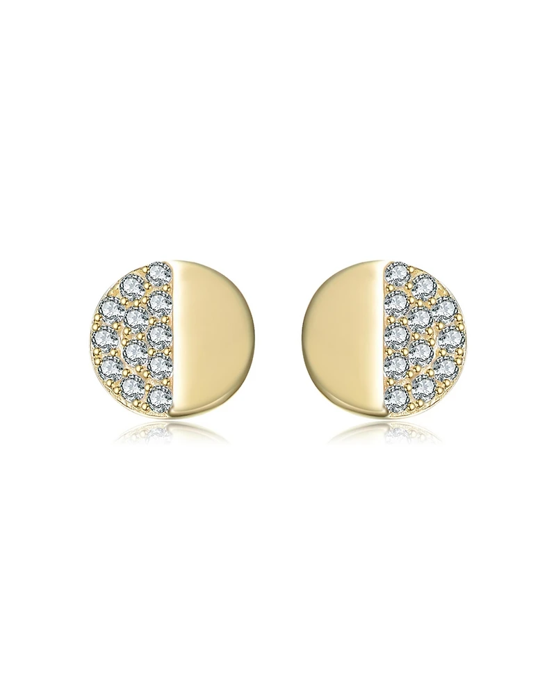 14K Gold Plated with Clear Paved Cubic Zirconia Triangle, Square & Circle Stud Earring 3-Piece Set
