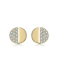 14K Gold Plated with Clear Paved Cubic Zirconia Triangle, Square & Circle Stud Earring 3-Piece Set