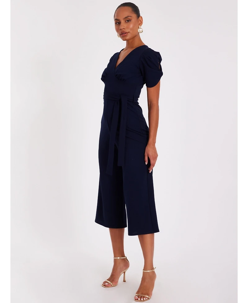 Quiz Women's Scuba Crepe Cap Sleeve Wrap Jumpsuit