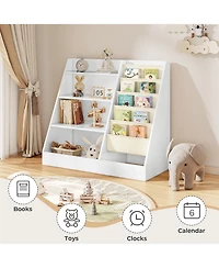 4-Tier Kids Bookshelf and Toy Storage Organizer with Anti-Tipping Kits for Safe