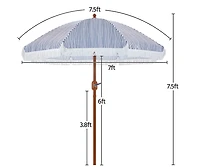 Yaheetech 7.5FT Patio Umbrella with Tassels 8-Rib Solar Parasol, Cream