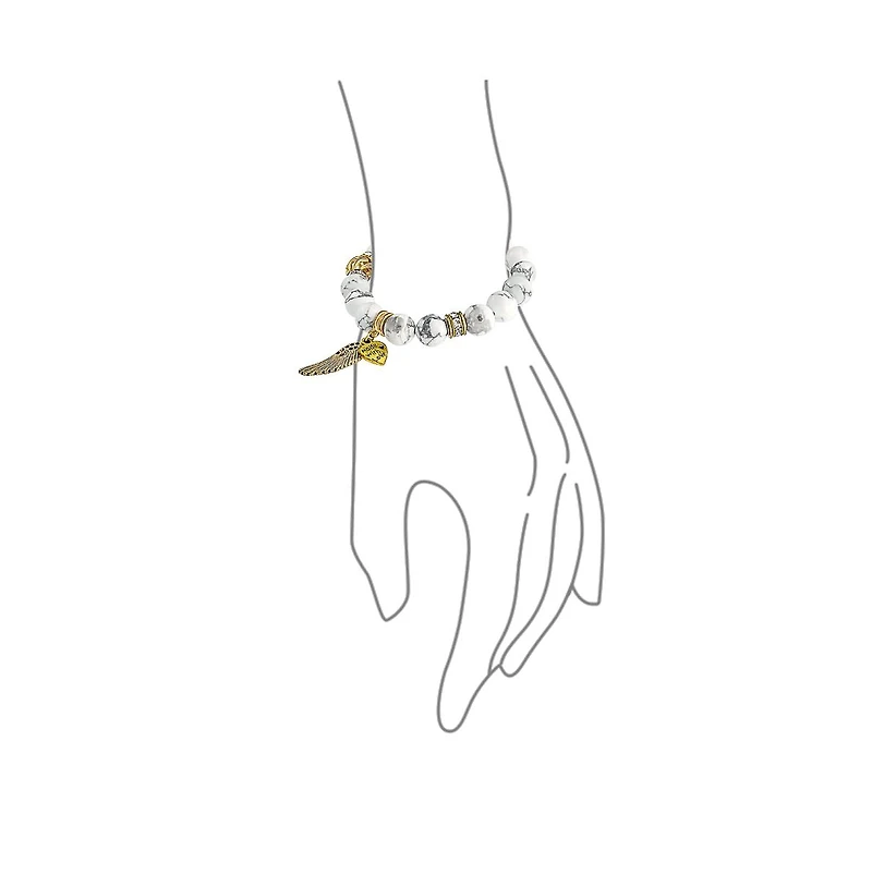 Bling Jewelry Spiritual Feather Charm Stretch Bracelet with Heart & Angel Wing Beads