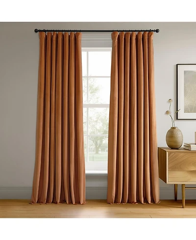 Half Price Drapes Burnt Pumpkin Signature Velvet Blackout Curtain