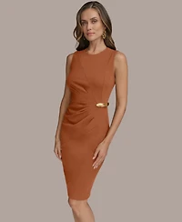Donna Karan New York Women's Sleeveless Jewel Neck Sheath Dress With Hardware Detail
